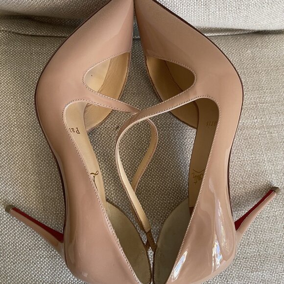 Christian Louboutin Nude Patent Leather Jumping Cross Strap Pump - Picture 7 of 14